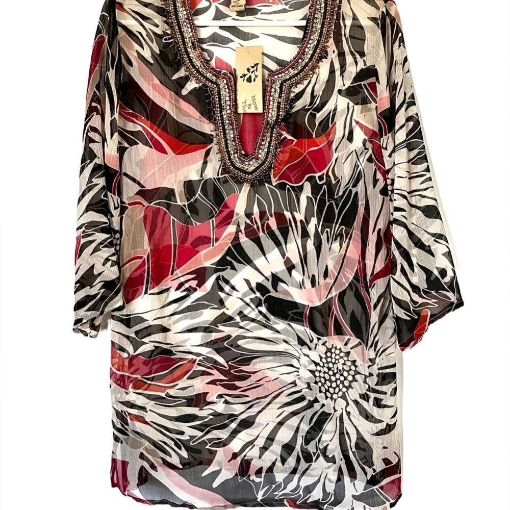 Beautiful Indian Tunic Blouse with Embroidery NWT